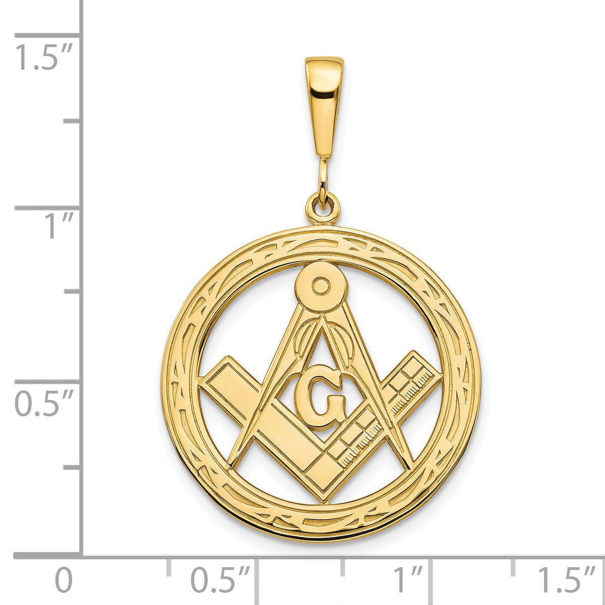 10k Polished and Textured Masonic Symbol Pendant-10C750