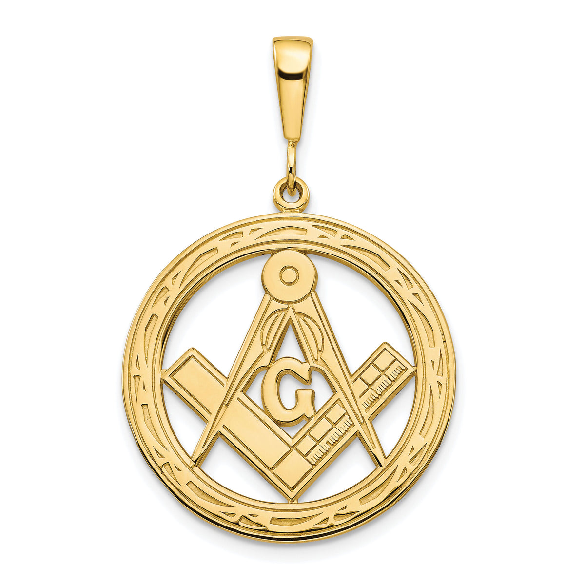 10k Polished and Textured Masonic Symbol Pendant-10C750