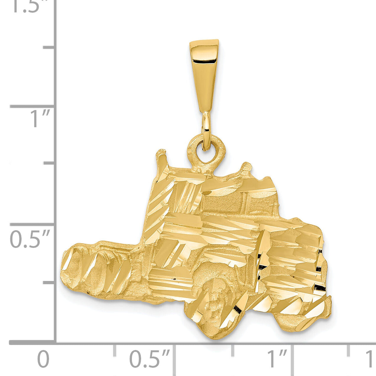 10k Solid Diamond-cut Semi Truck Charm-10C754