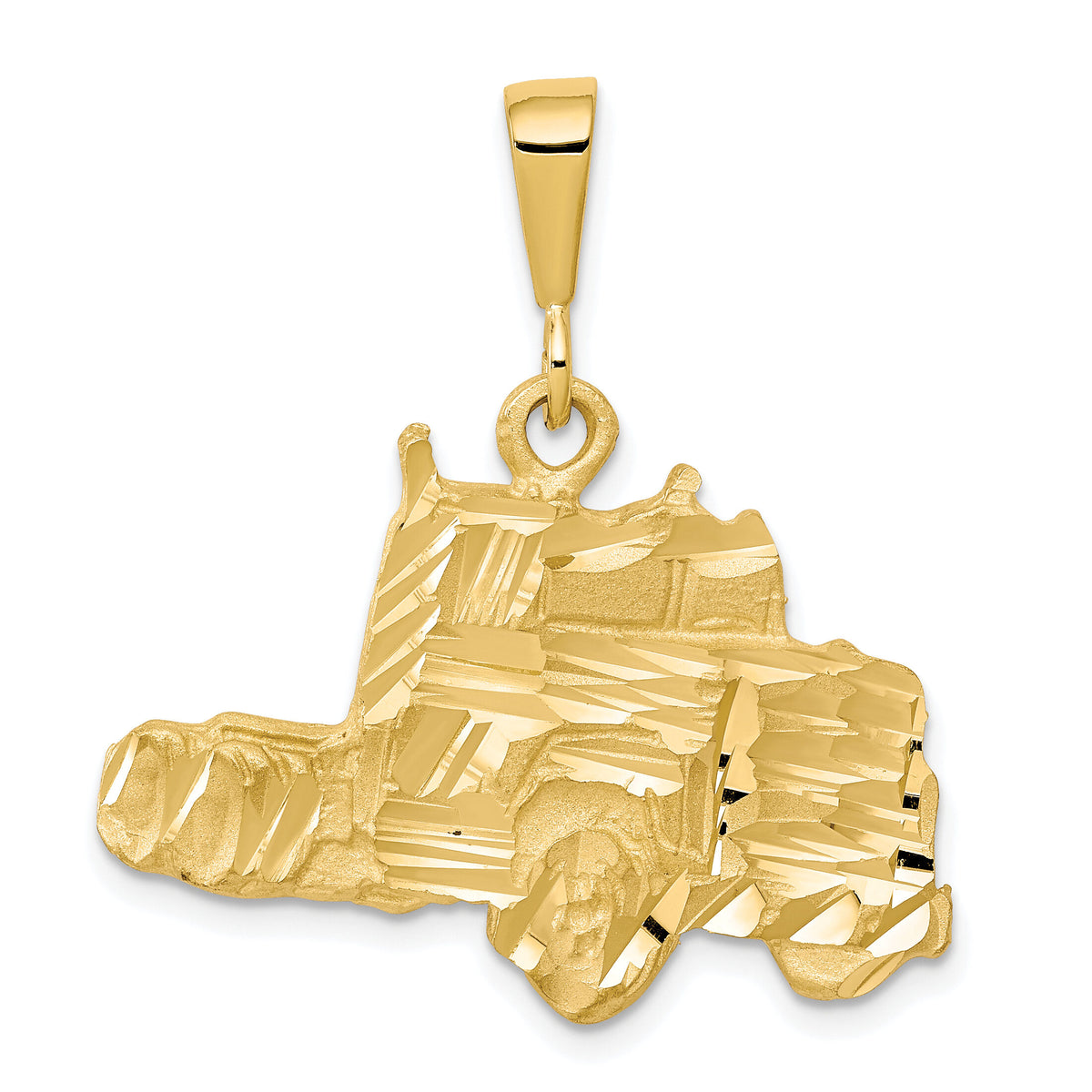 10k Solid Diamond-cut Semi Truck Charm-10C754