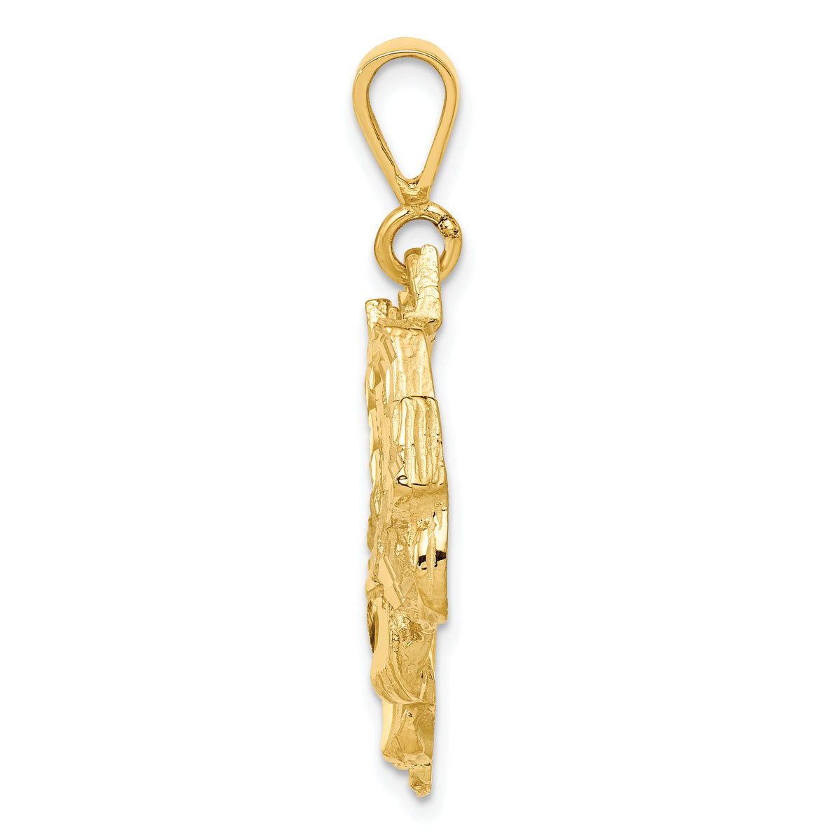 10k Solid Diamond-cut Semi with Trailer Charm-10C755