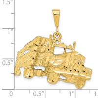 10k Solid Diamond-cut Semi with Trailer Charm-10C755