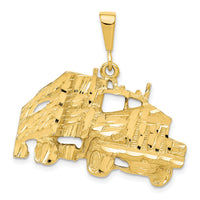 10k Solid Diamond-cut Semi with Trailer Charm-10C755