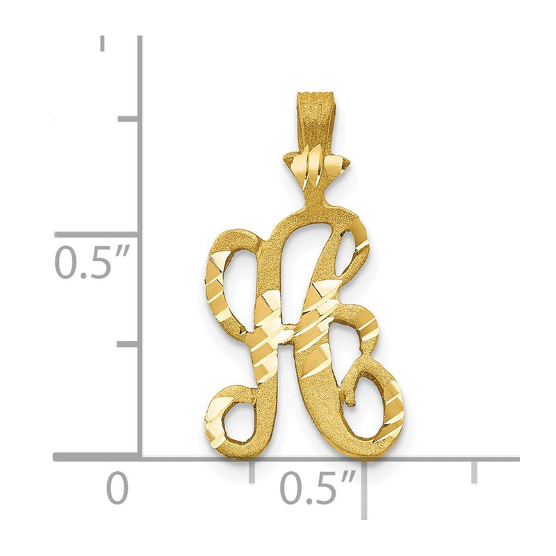 10k Diamond-cut Grooved Initial A Charm-10C767A