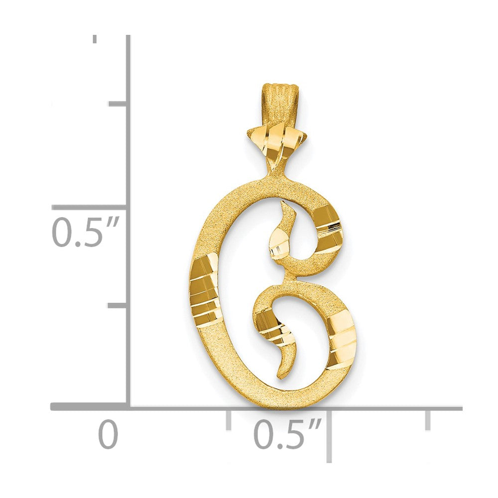 10k Diamond-cut Grooved Initial C Charm-10C767C