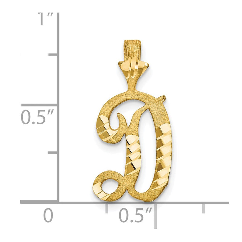 10k Diamond-cut Grooved Initial D Charm-10C767D