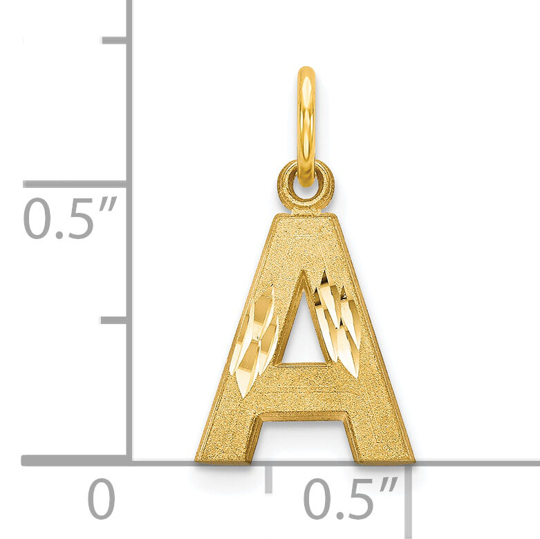 10K Satin Diamond-cut Initial A Charm-10C768A