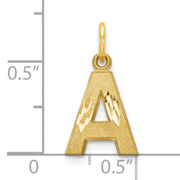 10K Satin Diamond-cut Initial A Charm-10C768A
