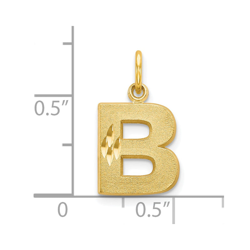 10K Satin Diamond-cut Initial B Charm-10C768B