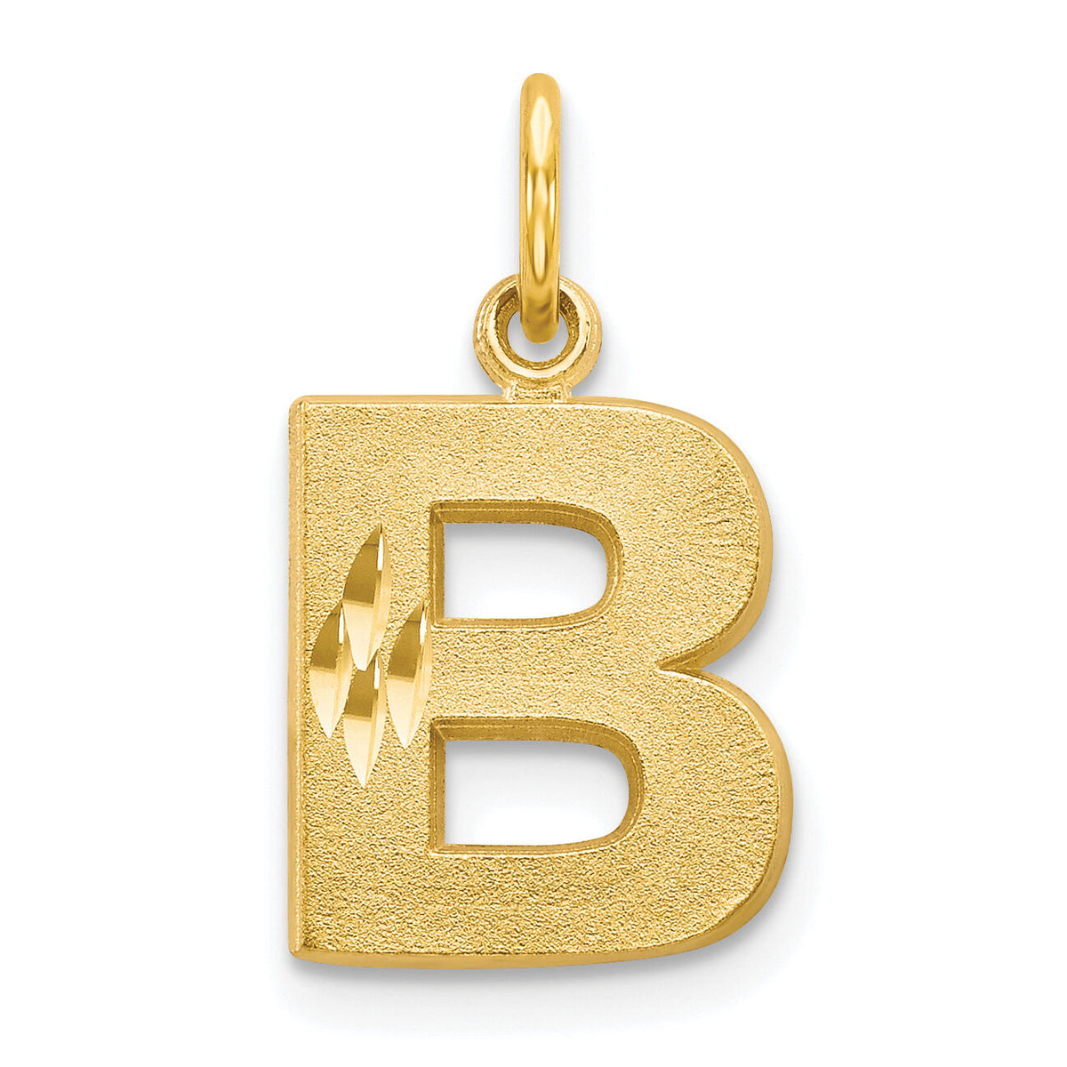 10K Satin Diamond-cut Initial B Charm-10C768B