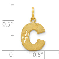 10K Satin Diamond-cut Initial C Charm-10C768C