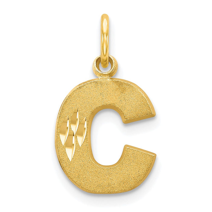 10K Satin Diamond-cut Initial C Charm-10C768C