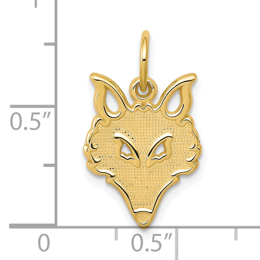 10k Solid Flat Back Small Fox Head Charm-10C783