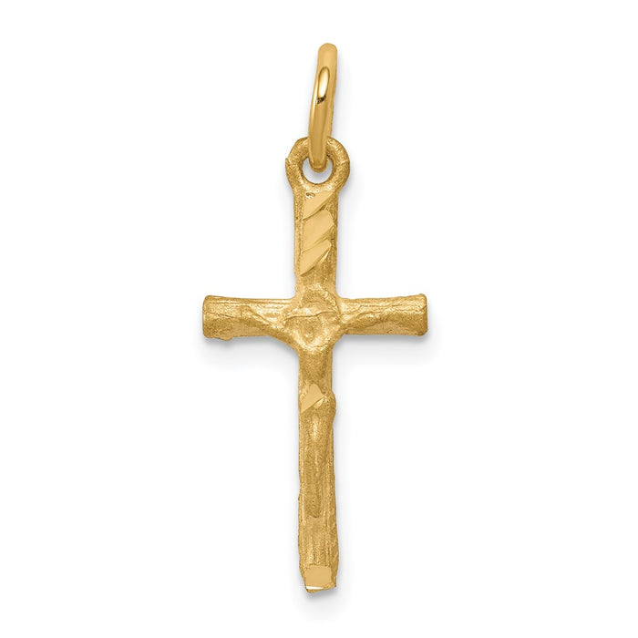 10k Solid Satin Polished Cross Charm-10C79
