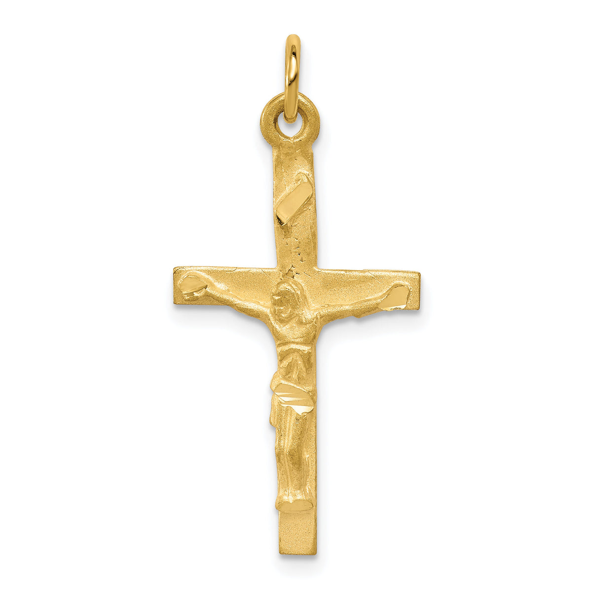 10k Solid Polished Crucifix Pendant-10C80