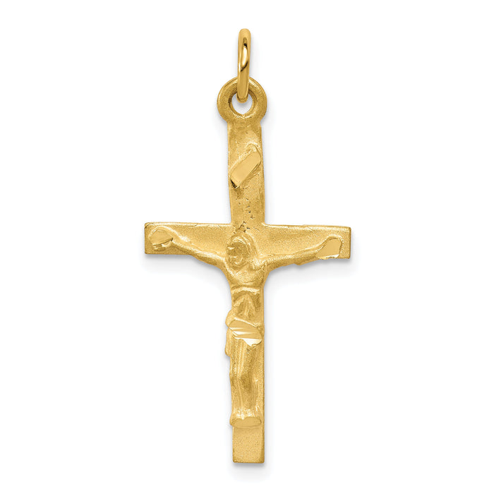 10k Solid Polished Crucifix Pendant-10C80