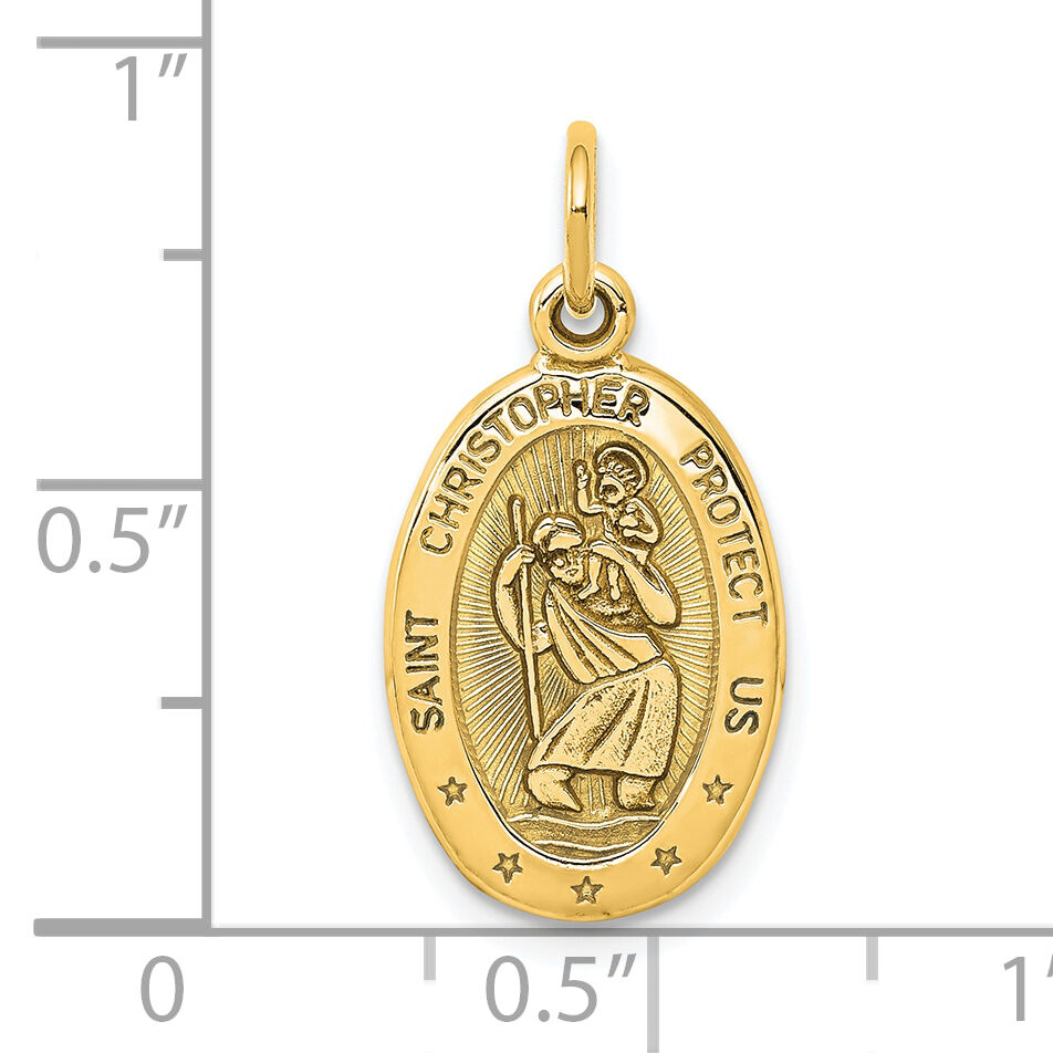 10k Solid Satin Polished St. Christopher Pendant-10C85