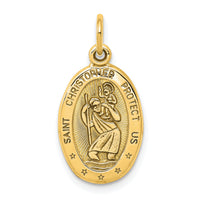 10k Solid Satin Polished St. Christopher Pendant-10C85