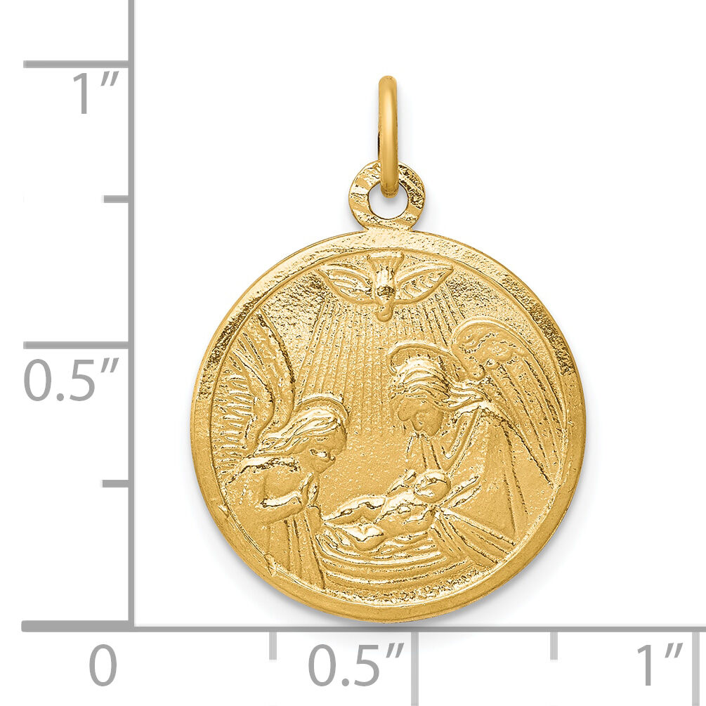 10k Solid Satin Polished Baptism Disc Pendant-10C86