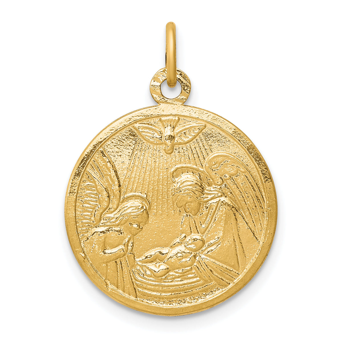 10k Solid Satin Polished Baptism Disc Pendant-10C86