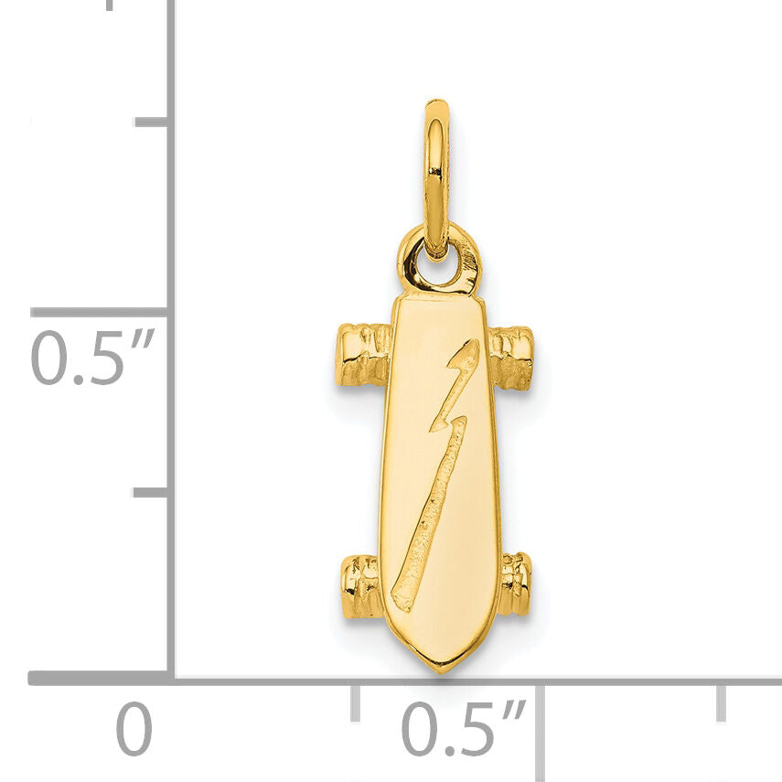 10K Solid 3-D Skateboard Charm-10C867