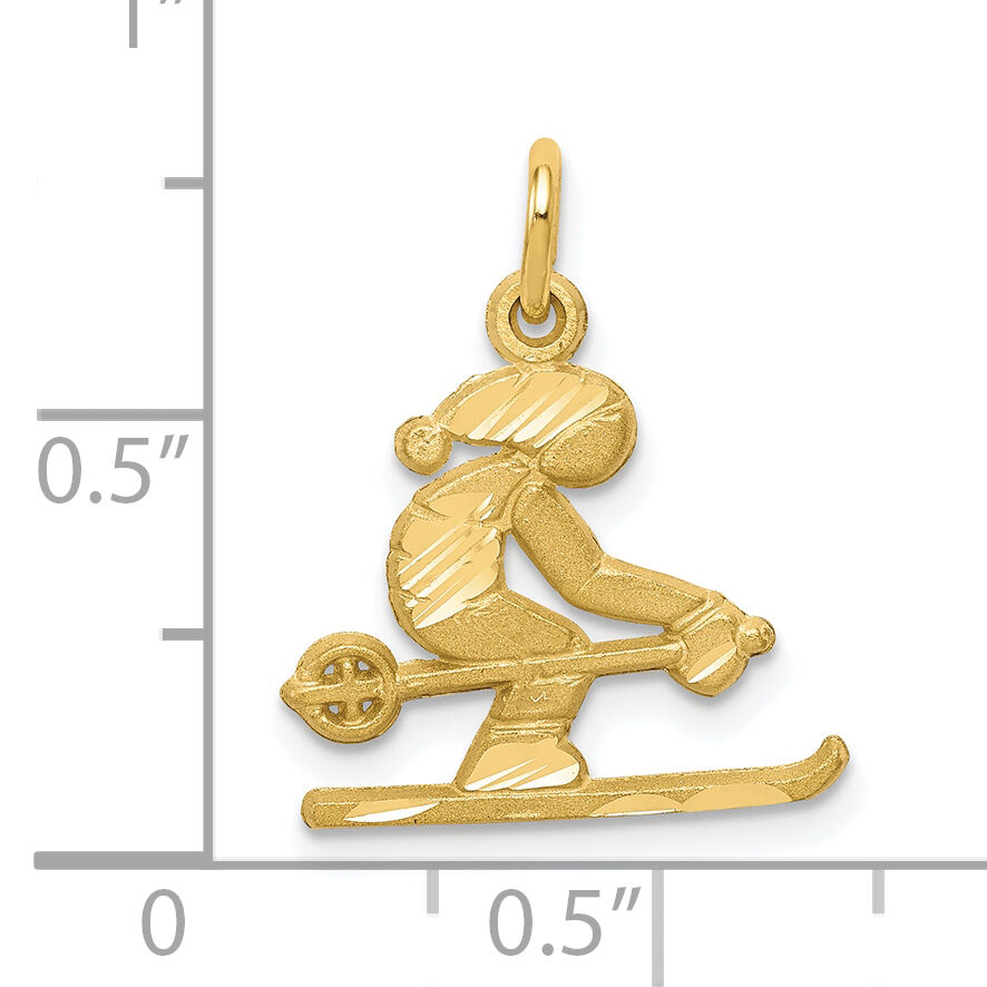 10k Diamond-cut Skier Charm-10C875