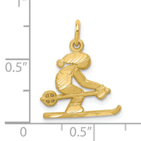 10k Diamond-cut Skier Charm-10C875