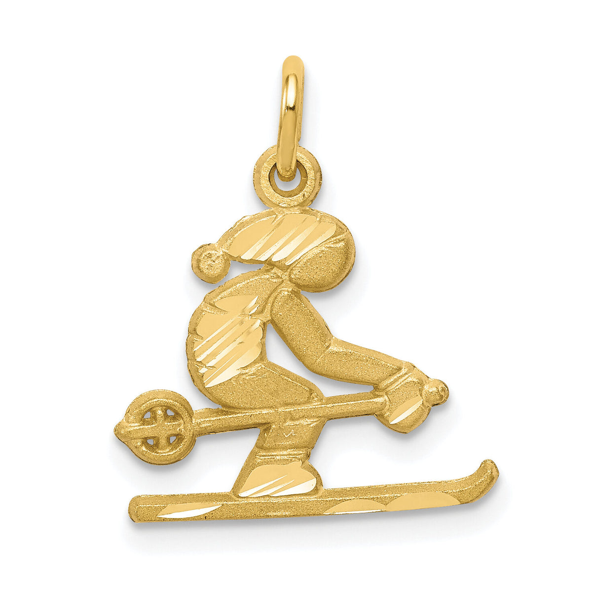 10k Diamond-cut Skier Charm-10C875