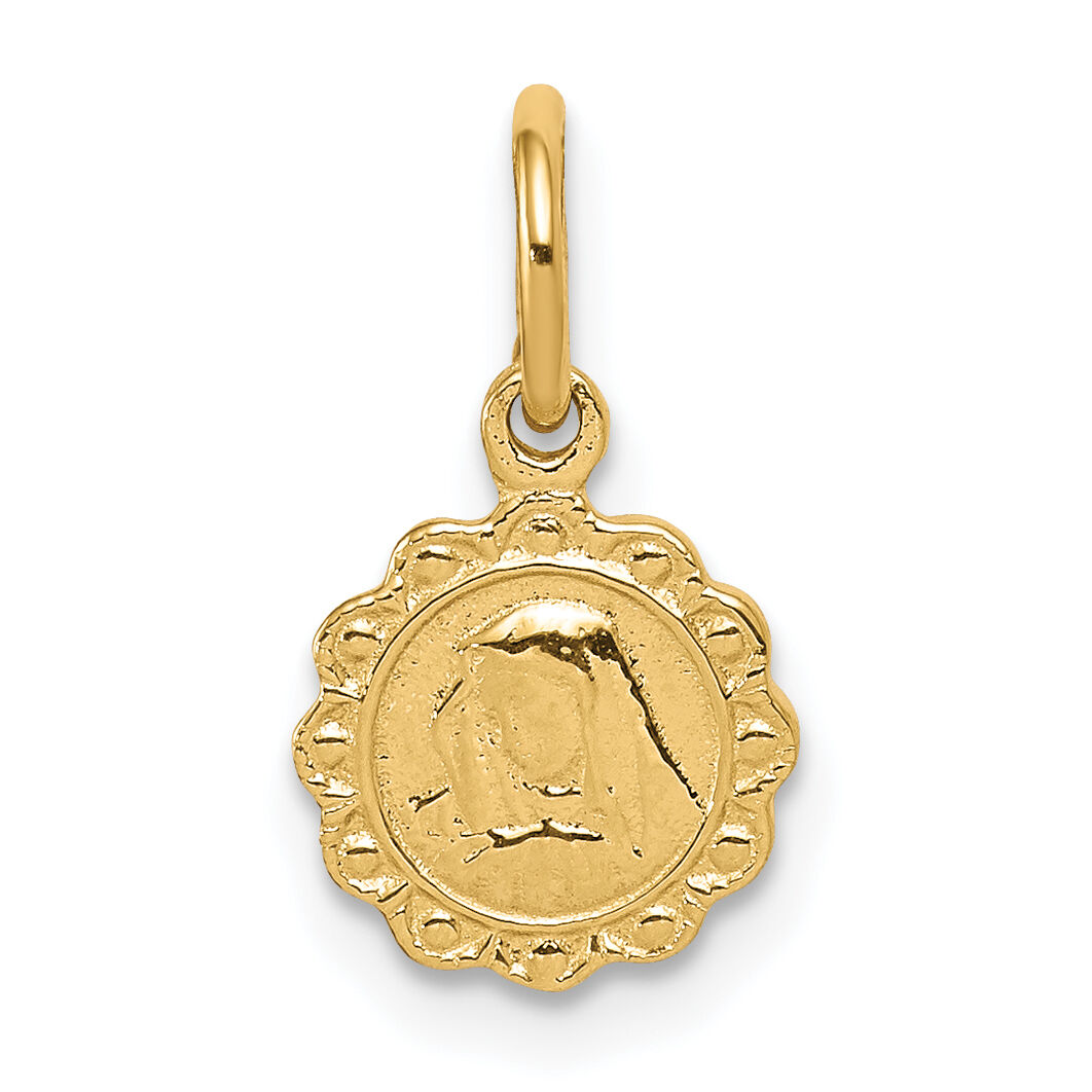 10k Solid Satin Polished Our Lady of Sorrows Disc Pendant-10C88