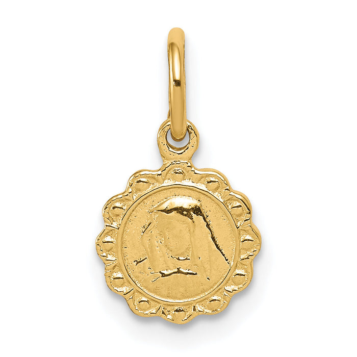 10k Solid Satin Polished Our Lady of Sorrows Disc Pendant-10C88