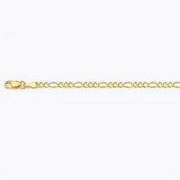 10K 2.5MM YELLOW GOLD SOLID FIGARO 20" CHAIN NECKLACE (AVAILABLE IN LENGTHS 7" - 30")