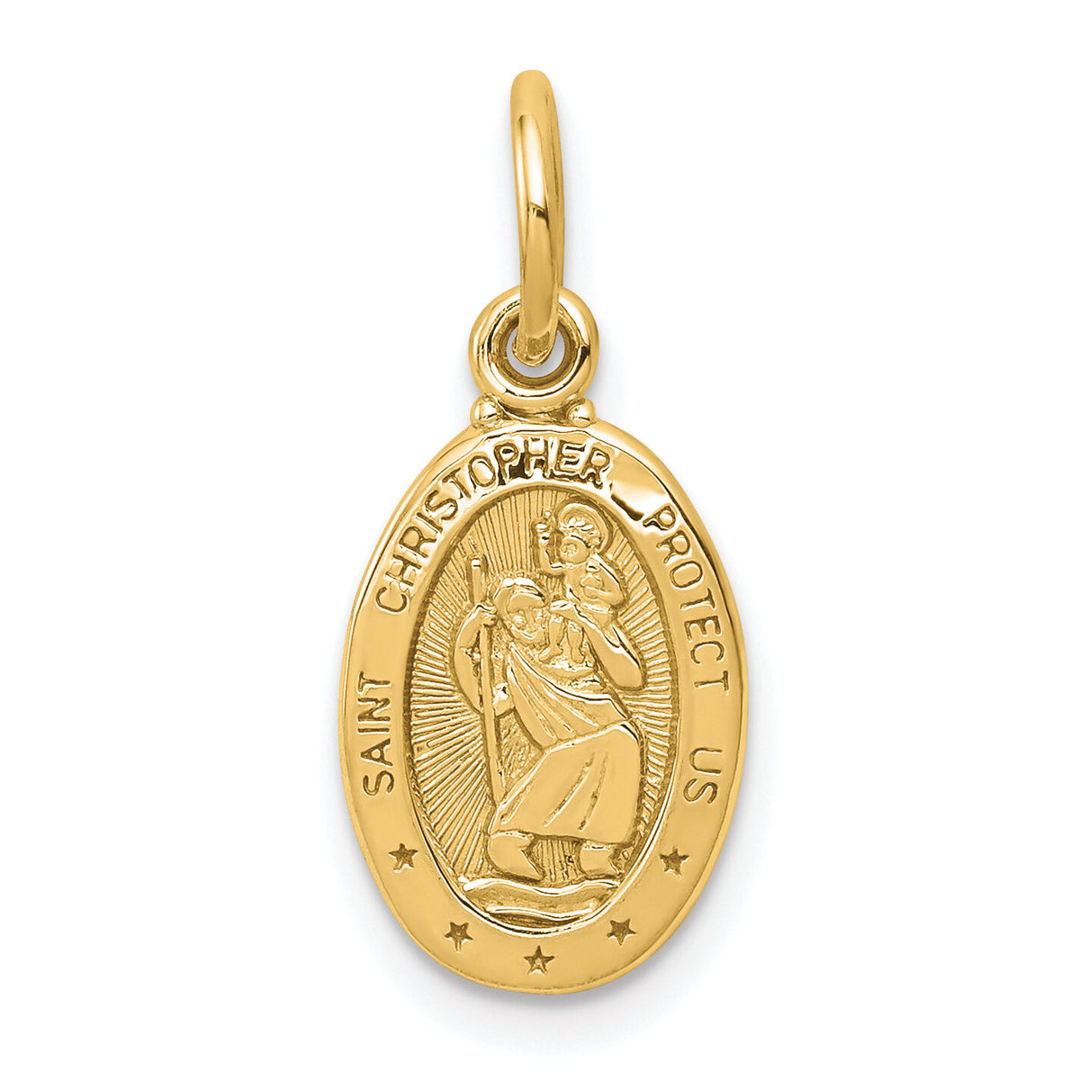 10k Solid Satin Polished St. Christopher Pendant-10C90