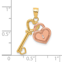 10K Two-Tone Heart and Key Charm-10C903