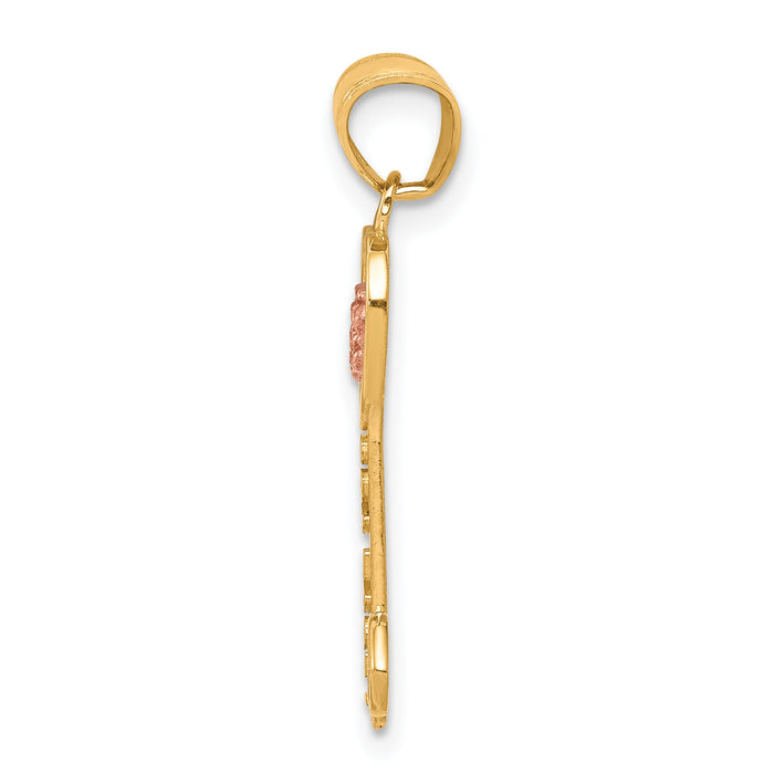 10k Two-tone I Love You Key Charm-10C904