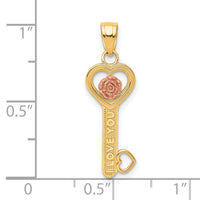 10k Two-tone I Love You Key Charm-10C904