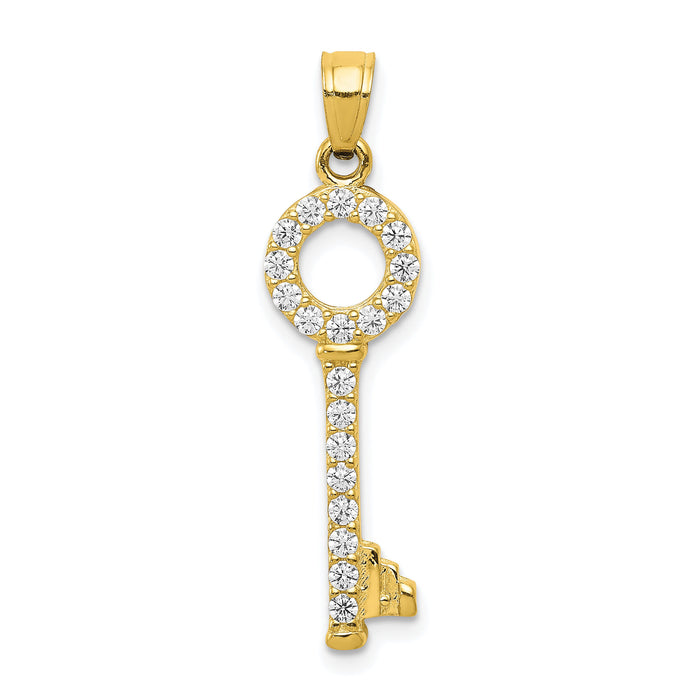 10k CZ Key Pendant-10C906