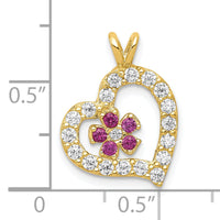 10k CZ Heart & Flower Pendant-10C920