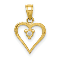 10k CZ Heart Charm-10C922