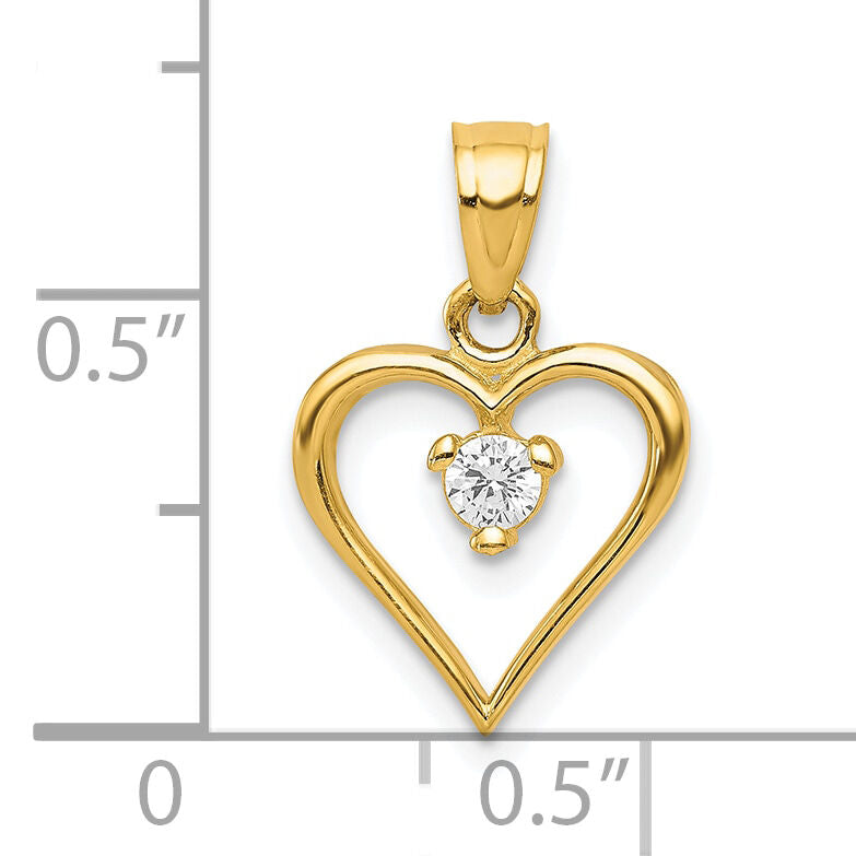 10k CZ Heart Charm-10C922
