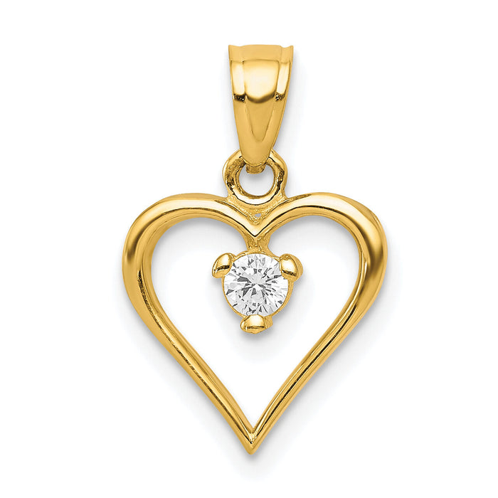 10k CZ Heart Charm-10C922