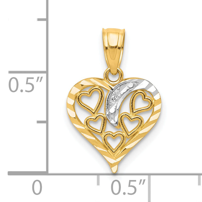 10K W/Rhodium Heart Charm-10C929