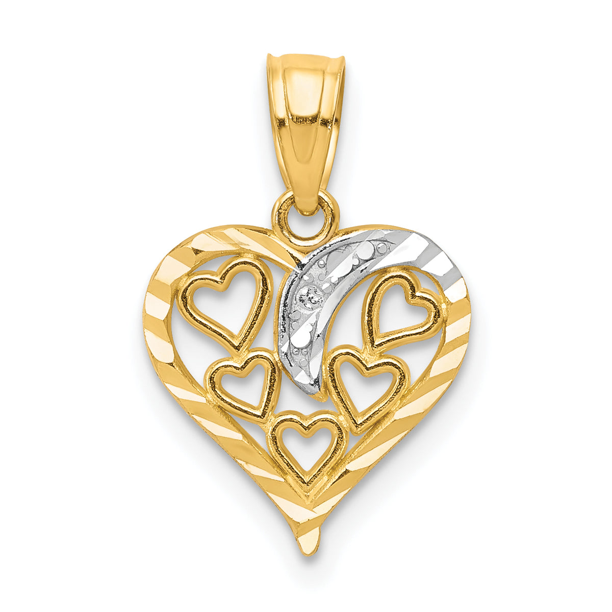 10K W/Rhodium Heart Charm-10C929