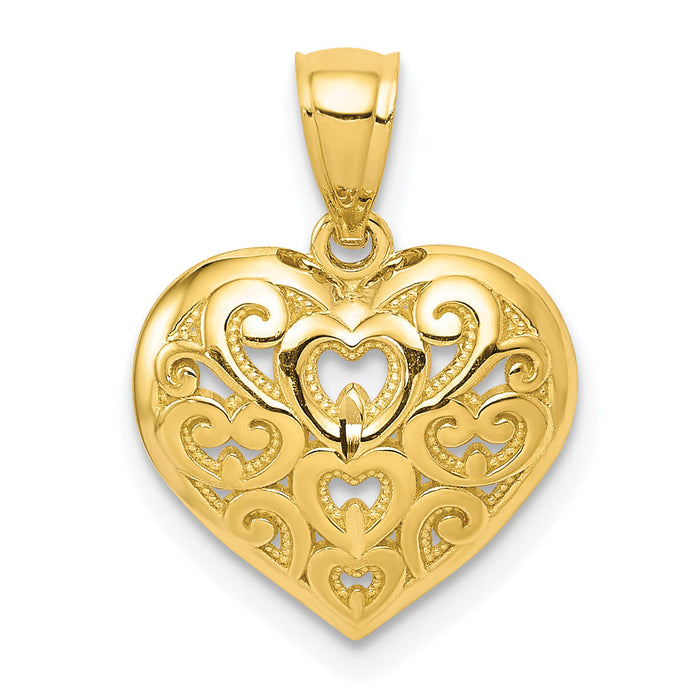10k Diamond-Cut Heart Charm-10C932