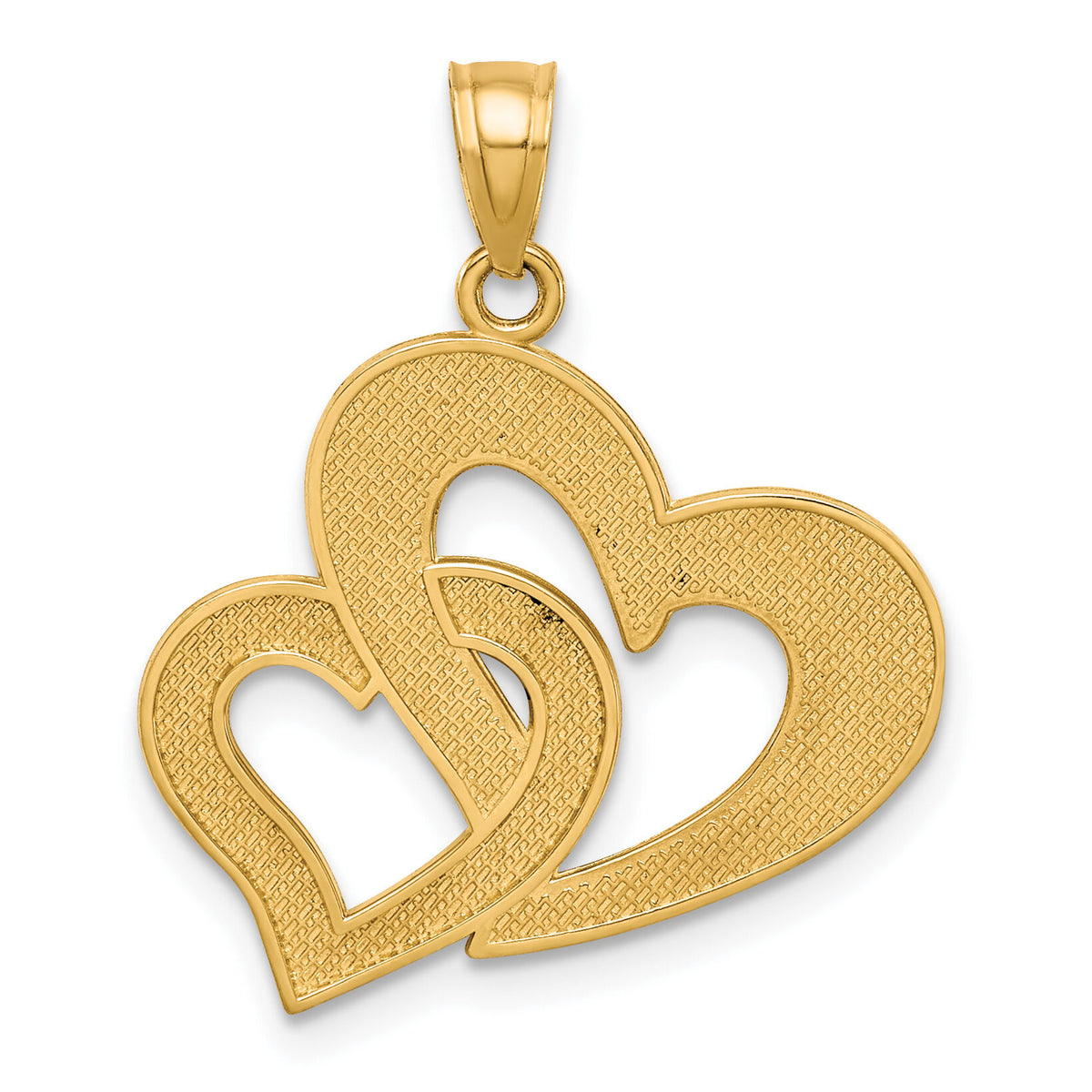 10K w/Rhodium Double Heart Pendant-10C934