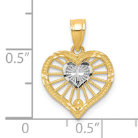 10K W/Rhodium Heart W/Cross Charm-10C935