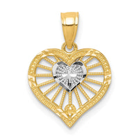 10K W/Rhodium Heart W/Cross Charm-10C935