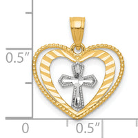 10K w/ Rhodium Heart W/Cross Charm-10C936