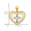 10K w/ Rhodium Heart W/Cross Charm-10C936