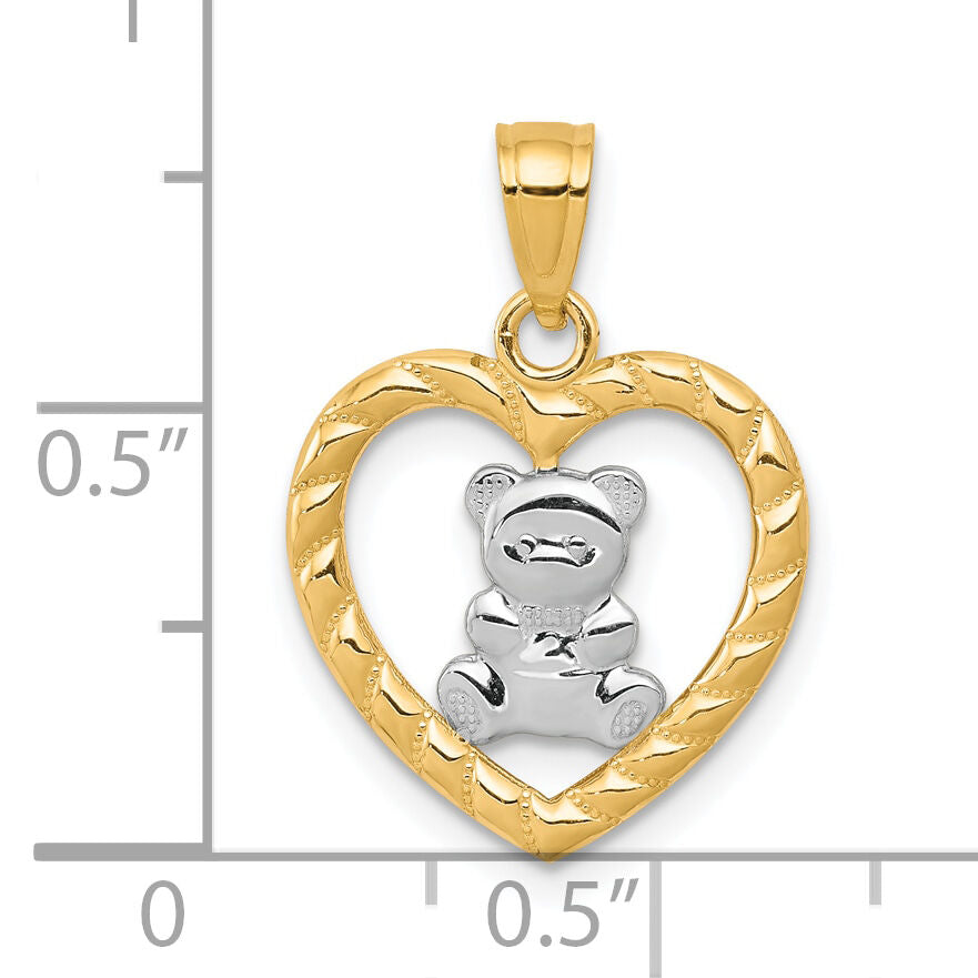 10k w/Rhodium Teddy Bear Heart Charm-10C939