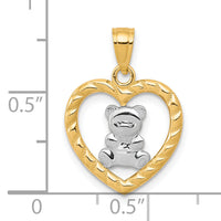 10k w/Rhodium Teddy Bear Heart Charm-10C939
